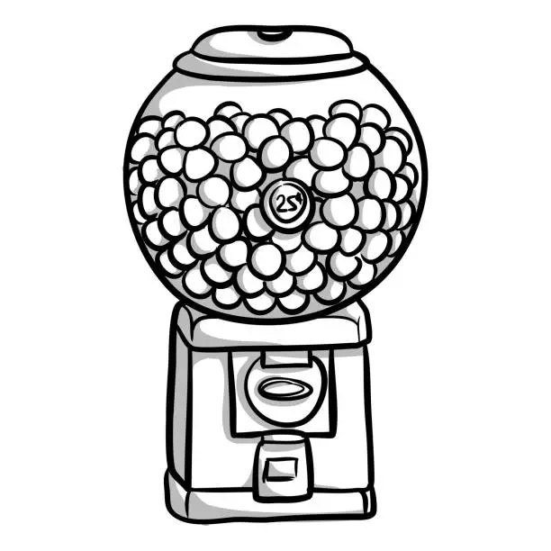 Vector illustration of Bubble Gum Dispenser Sketch