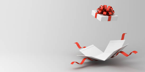 istock White present box open or gift box with red ribbons bow isolated on white grey background with shadow and empty space minimal conceptual 3D rendering 1583988418