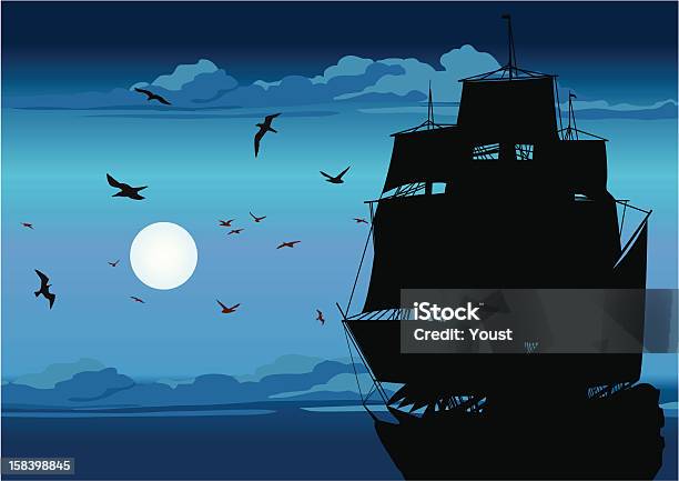 Majestic Pirate Sailing Ship At Sea Stock Illustration - Download Image Now - Tall Ship, Backgrounds, Ship