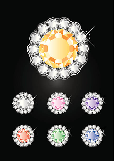 ilustrações, clipart, desenhos animados e ícones de brilhante broche - brooch diamond sapphire jewelry