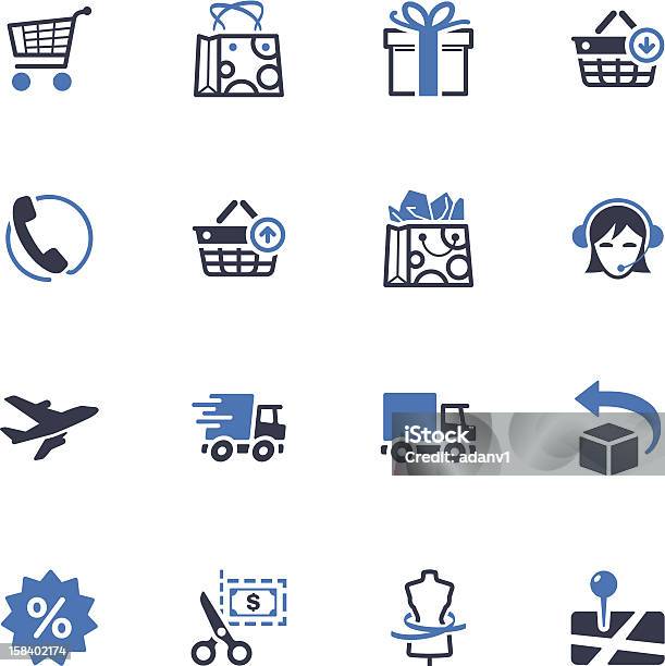 Shopping Und Ecommerce Icons Set 1blueserie Stock Vektor Art und mehr Bilder von Flugzeug - Flugzeug, Geschäftsleben, Ankunft