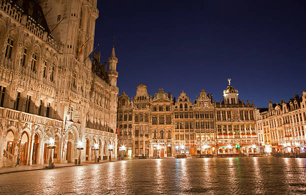 istock Brussels - The main square and Town hall in evening 158403872