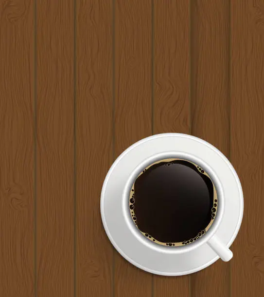 Vector illustration of Cup of coffee on  boards Background  vector Illustration.