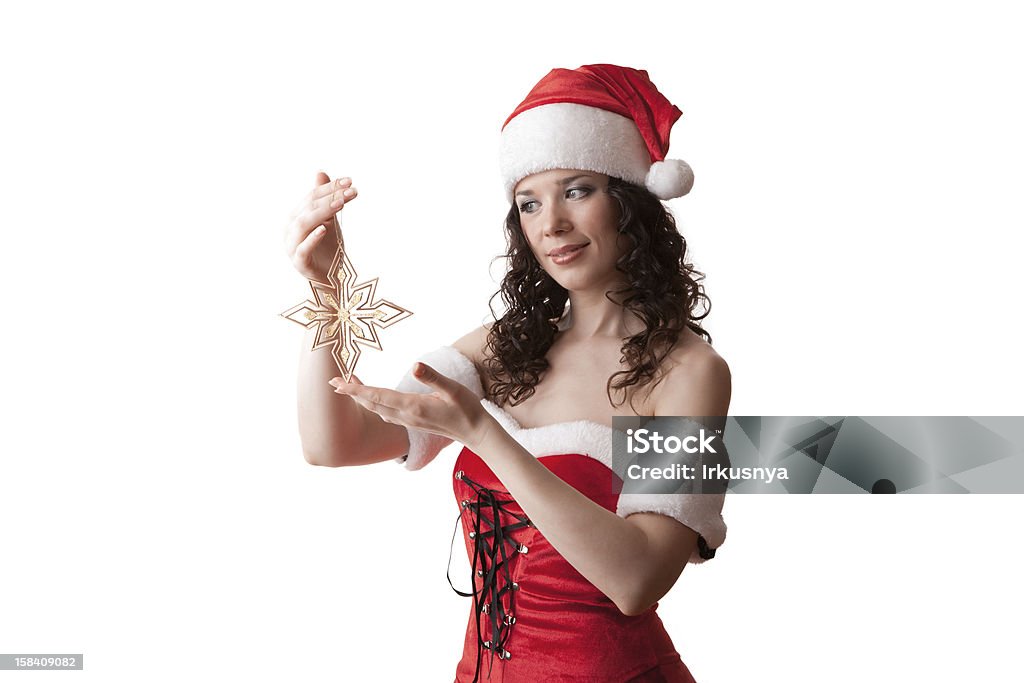 Santa Menina segurando Floco de Neve - Royalty-free Adulto Foto de stock