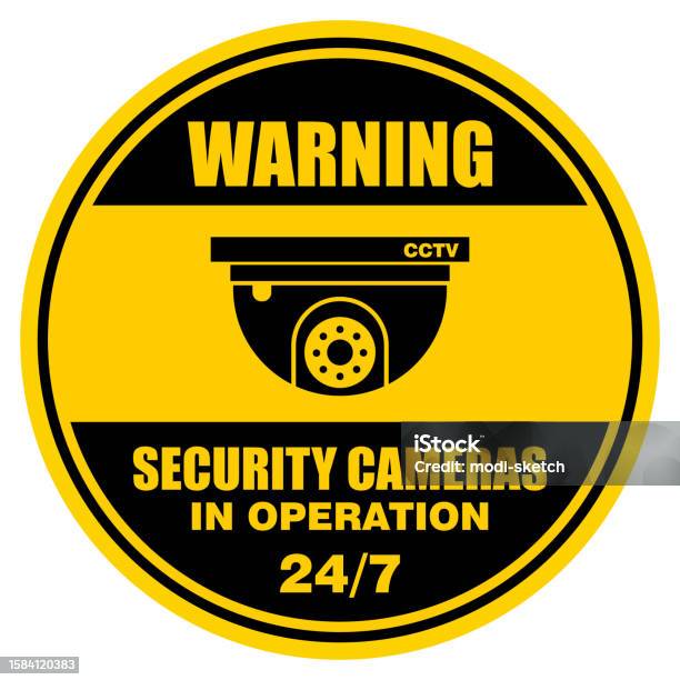 Security Operations Sign Warning Security Cameras In Operation Sign Vector Stock Illustration ...