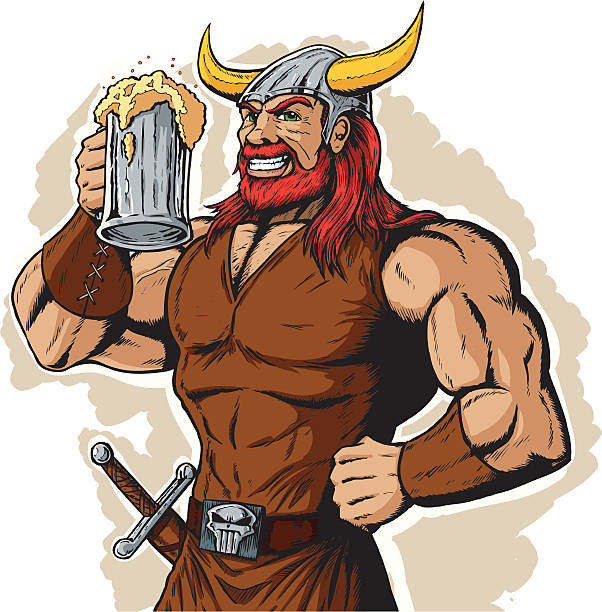 Drinking Viking vector art illustration