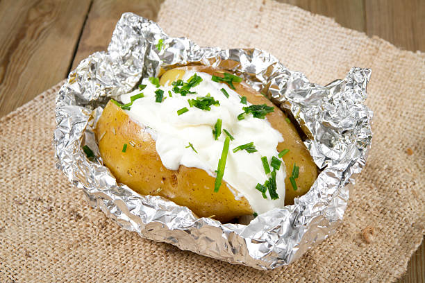 baked potato baked potato with chives baked potato stock pictures, royalty-free photos & images