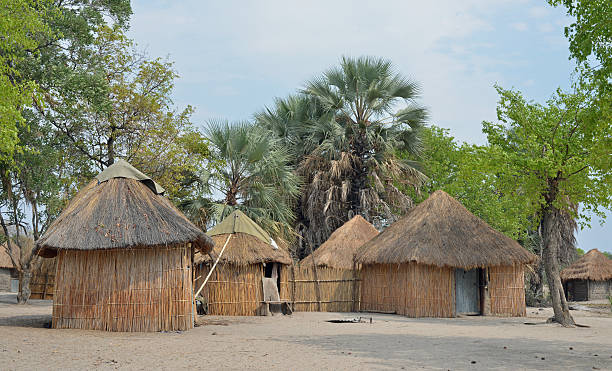 Traditional huts, Africa stock photo