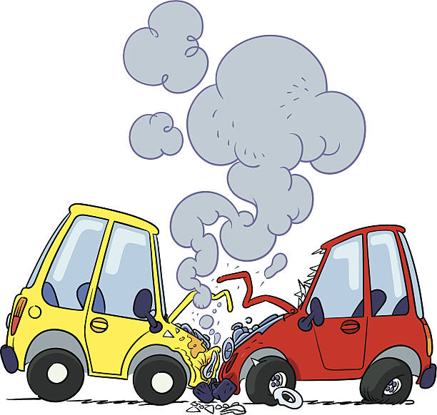 Car crash vector art illustration