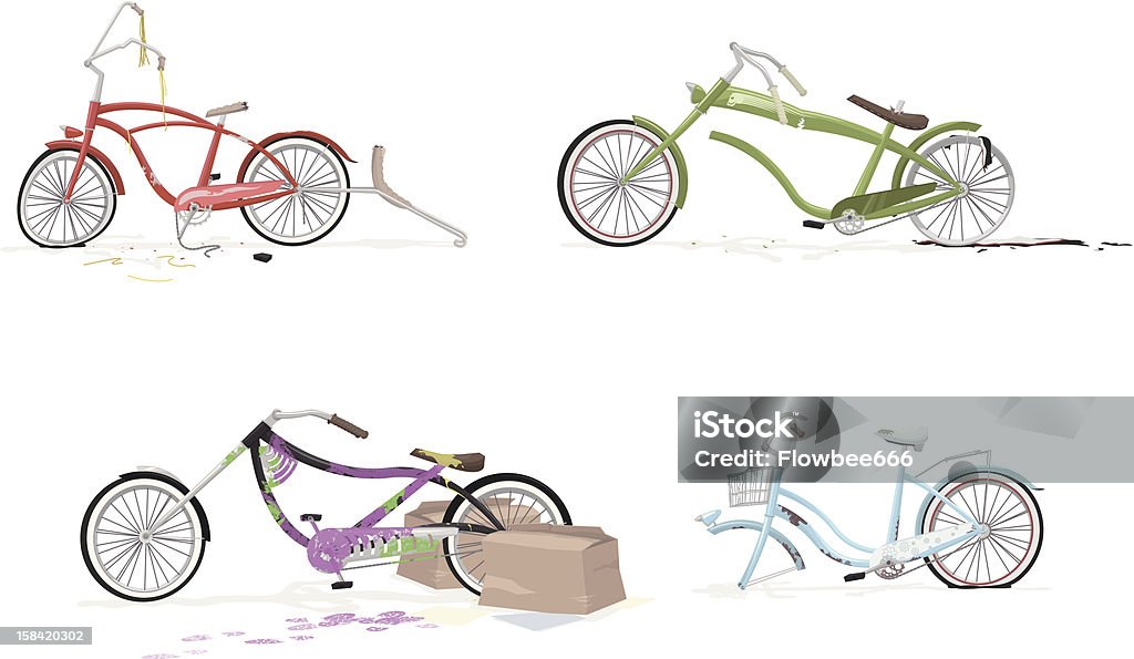 Stilvolle Fahrräder defekt - Lizenzfrei Beschädigt Vektorgrafik