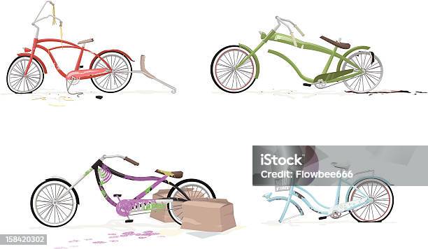 Des Vélos Cassé Vecteurs libres de droits et plus d'images vectorielles de Endommagé - Endommagé, Vélo, Faire du vélo