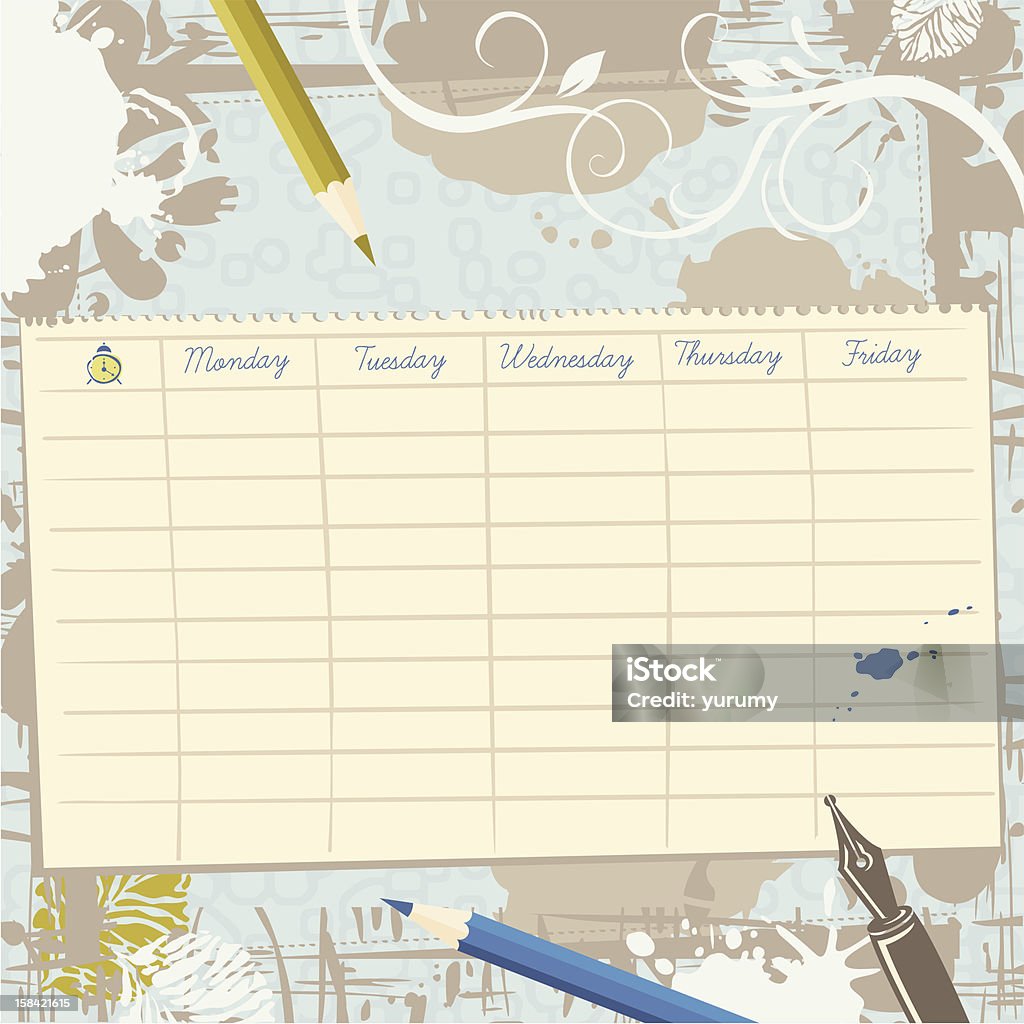 Timetable Paper Hd School Timetable Template And Background Stock Illustration - Download ...