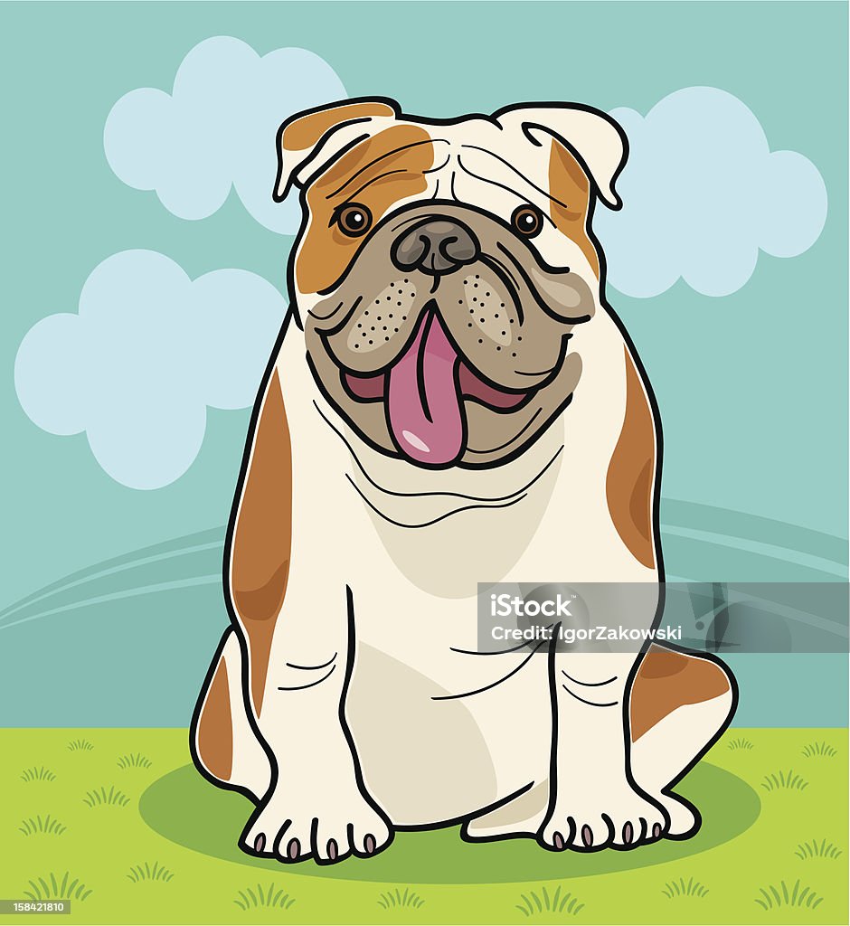 english bulldog dog cartoon illustration Cartoon Illustration of Funny English Bulldog Dog against Sky with Clouds English Bulldog stock vector