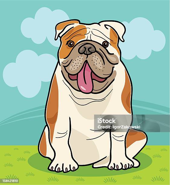 English Bulldog Dog Cartoon Illustration Stock Illustration - Download Image Now - English Bulldog, Bulldog, Vector