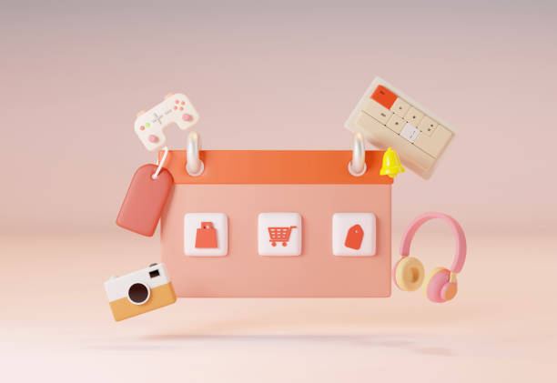 istock Shopping online website store concept 3d rendering illustrations desk for ui ux designer create a design. 1584227229