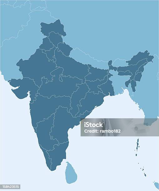 Ilustración de India y más Vectores Libres de Derechos de Asia - Asia, Azul, Cartografía