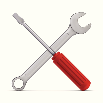 Service Icon (Screwdriver and Wrench) on white background.