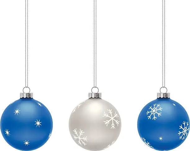 Vector illustration of Blue and Silver Christmas Balls
