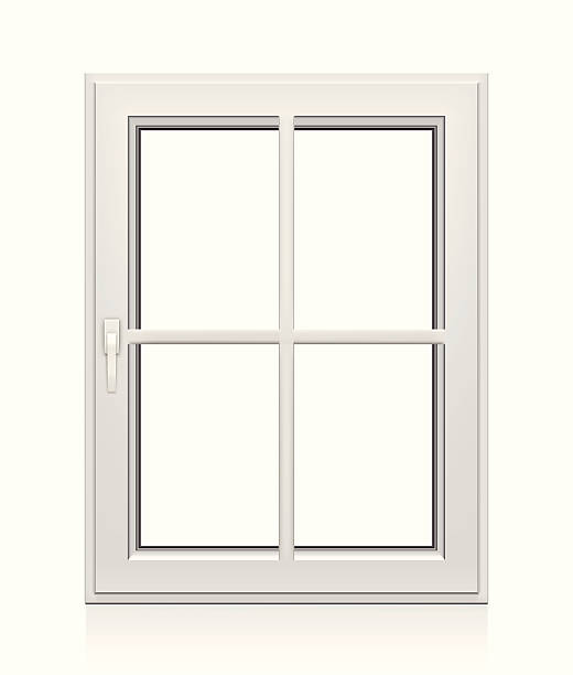 Closed Plastic Window Closed Plastic Window on white background. window frame stock illustrations