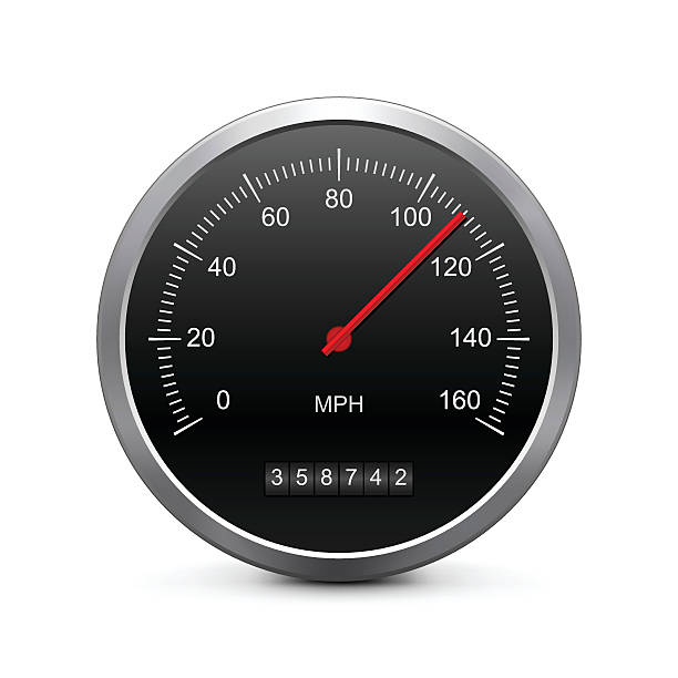 Speedometer gauge on a white background Speedometer Icon on white background. speedometer stock illustrations