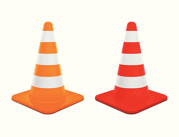 Traffic Cones Traffic Cones in two different color versions. cone shape stock illustrations