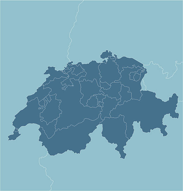 Switzerland Very detailed Switzerland map - easy to edit. zurich map stock illustrations
