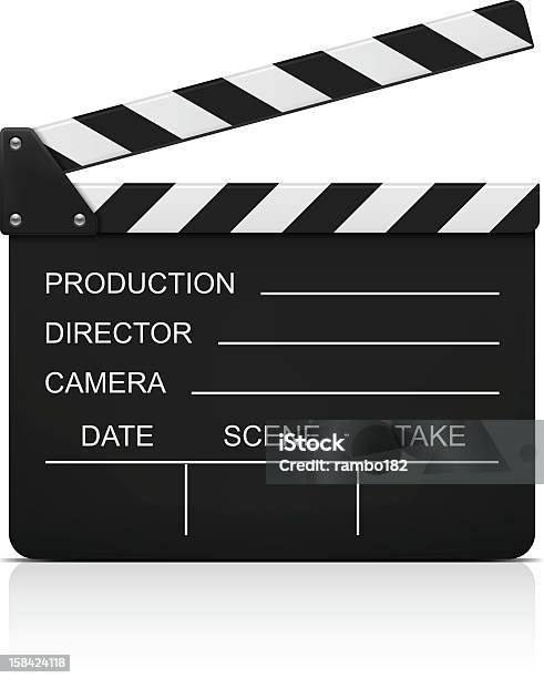 Filmmakers Clapboard Against White Background Stock Illustration - Download Image Now - Film Slate, Movie, Film Reel