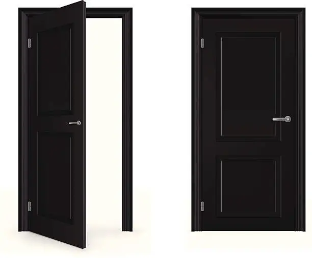 Vector illustration of Open and Closed Door