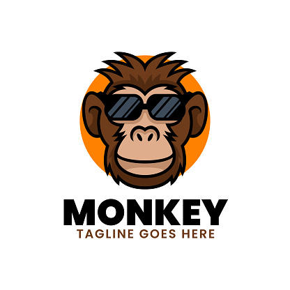 Vector Illustration Monkey Mascot Cartoon Style.