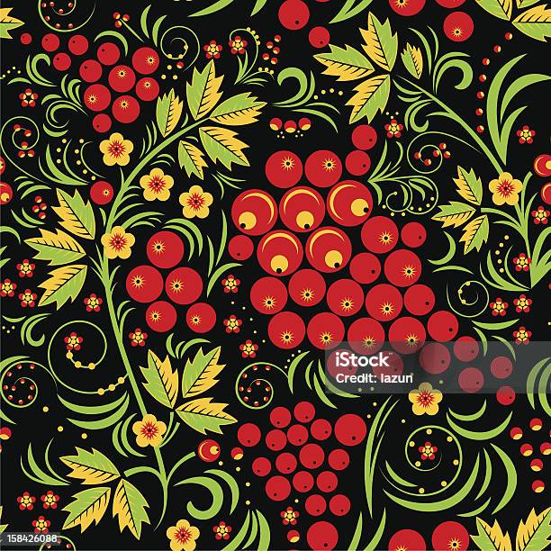 Khokhloma Seamless Pattern Stock Illustration - Download Image Now - Abstract, Arrowwood, Art