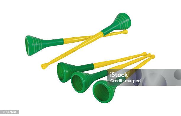 Vuvuzelas Traditional Plastic Trumpets With Brazilian Colors Stock Photo - Download Image Now