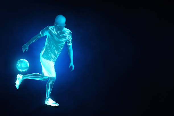istock Soccer player on blue background 1584278107