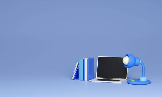 istock Back to school education background concept school accessories and laptop. 3D render illustration. 1584289427