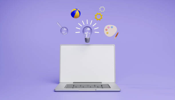 istock Back to school education background concept school accessories and laptop. 3D render illustration. 1584291008