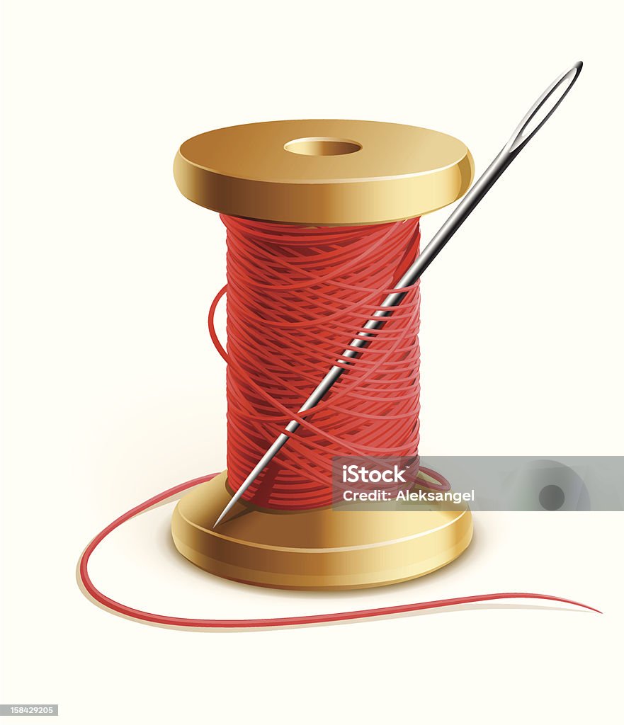 A reel of red sewing thread and a needle reel with thread and needle vector illustration isolated on white background Spool stock vector