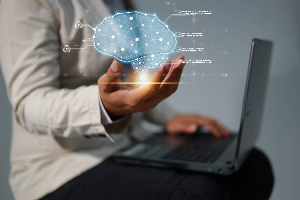 istock Brain of AI, Symbolic, Machine learning, artificial intelligence of futuristic technology. AI network of brain on business analysis, innovative and business growth development. 1584300579