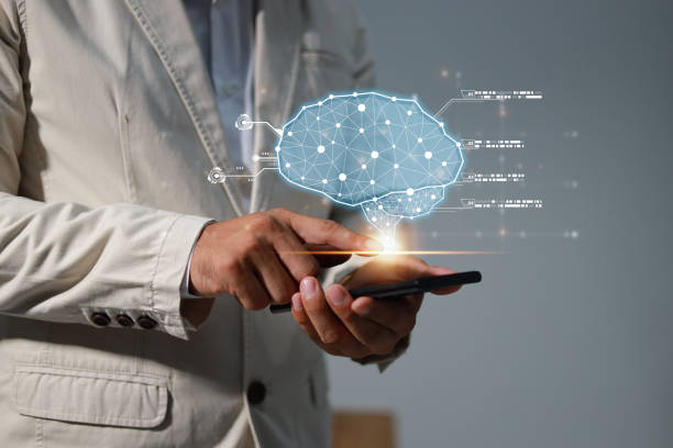 Brain of AI, Symbolic, Machine learning, artificial intelligence of futuristic technology. AI network of brain on business analysis, innovative and business growth development.