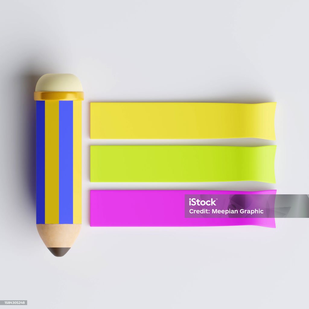 Sticker Note Coppy Back To School Education Concept Sticky Note Has Copy Space 3d Render ...