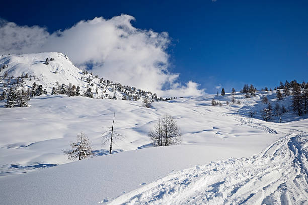 istock Back country skiing in scenic landscape 158431449