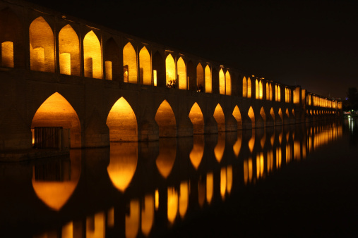 Si-o-se Pol (which means 33 Bridges or the Bridge of 33 Arches), also called the Allah-Verdi Khan Bridge, is located in Isfahan, Iran. It is highly ranked as being one of the most famous examples of Safavid bridge design. Safavids ruled Persia 1502–1736.
