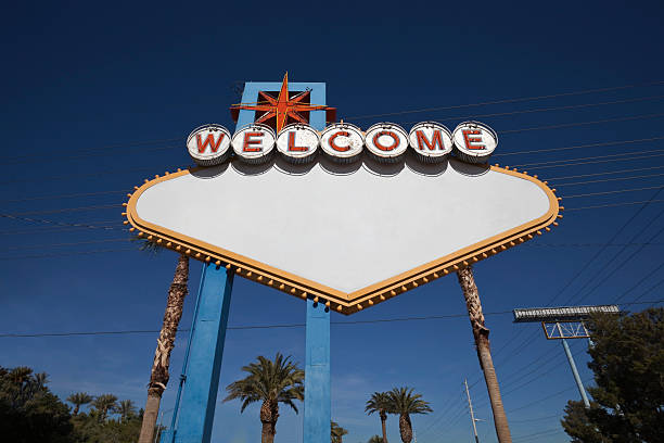 las vegas segno vuoto con testo rimosso. - welcome to fabulous las vegas sign immagine foto e immagini stock