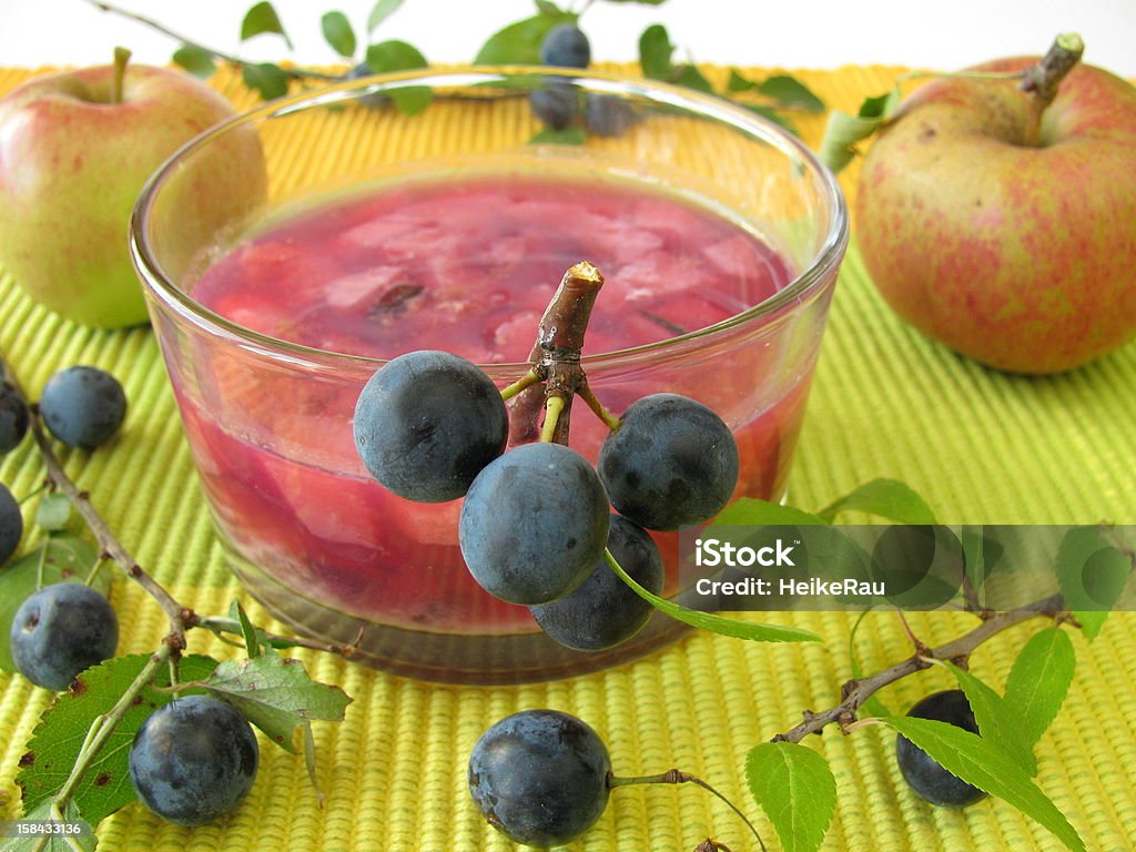 Jam with sloe fruits and apples Jam with sloe fruits and apples - Konfitüre mit Schlehe und Apfel Apple - Fruit Stock Photo