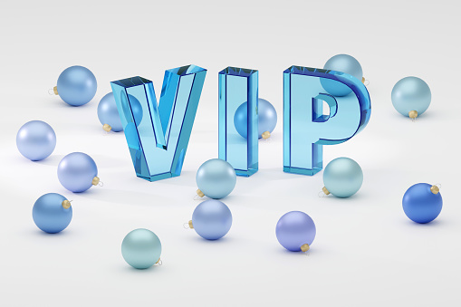 Cristmas Event Glass sign VIP Concept of Success and Triumph, 3d rendering illustration