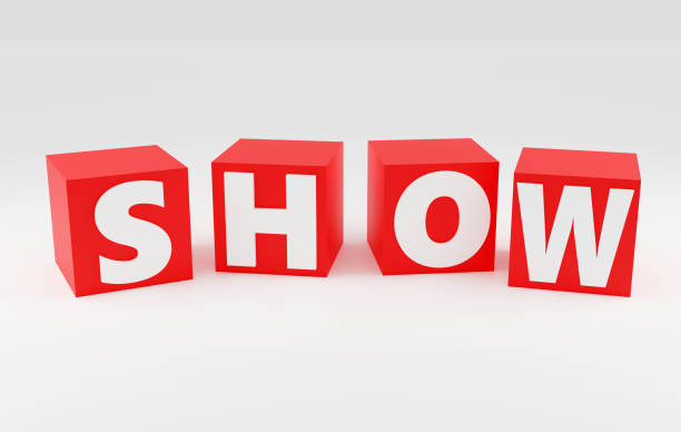 istock Red cubes inscription show on grey podium, soft light, smooth background, 3d rendering 1584357440