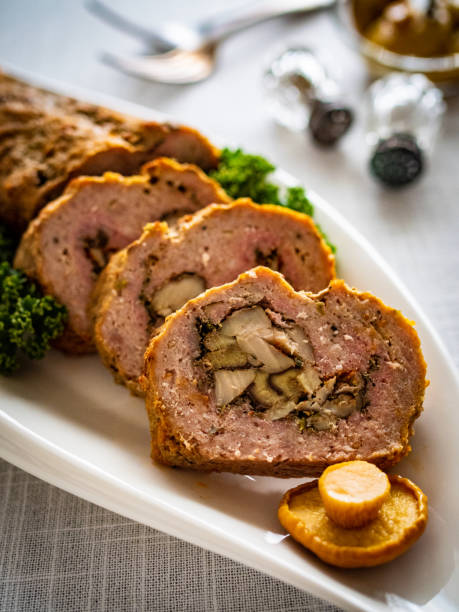 istock Roasted stuffed meat loaf with mushrooms 1584359610