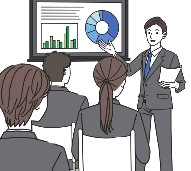 muži a ženy účastnící se semináře při hledání zaměstnání - obchodnice fotky stock ilustrace