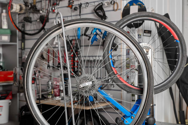 istock In bicycle repair shop wheels undergo thorough maintenance and stretching spokes 1584367332