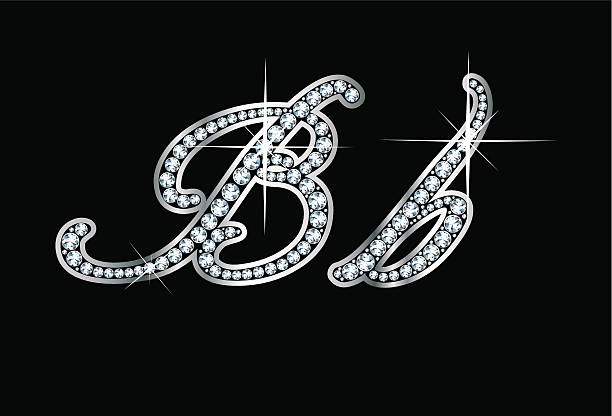 ilustraciones, imágenes clip art, dibujos animados e iconos de stock de diamante bling bb de letras guión - letter b typescript alphabet metal