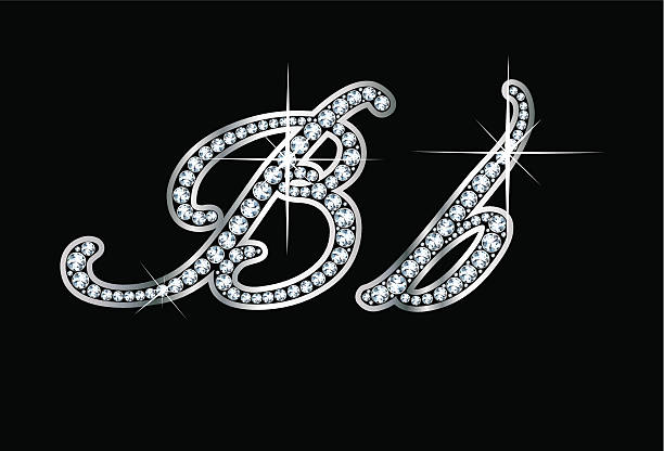 сценарий bling diamond bb букв - letter b typescript alphabet metal stock illustrations