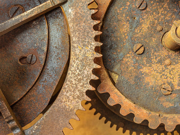 istock Set of old rusted gearwheels 158442657
